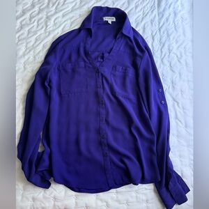 Express Deep Purple V-Neck Blouse